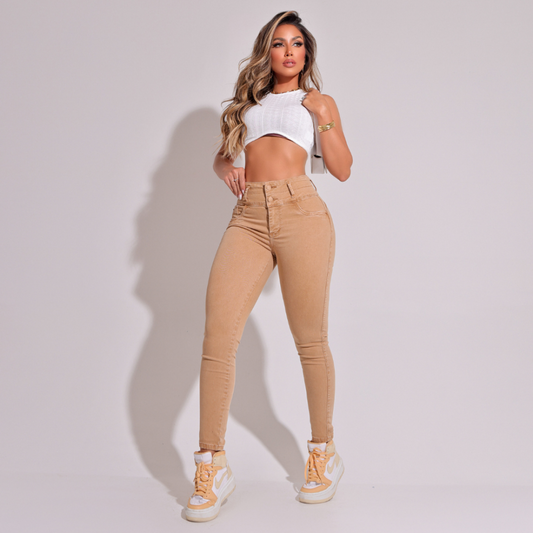 Calça Jeans Feminina Skinny Bege Kiev - RX1034